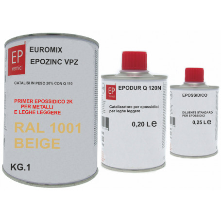 Kit fondo epossidico epozinc  KG.1 BEIGE RAL 1001 +cat.re e Diluente omaggio